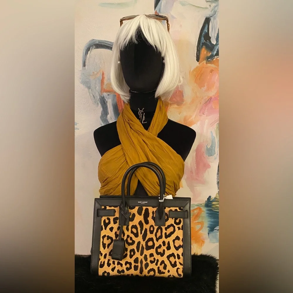 Saint Laurent Paris/Animal Print /Small Sac De Jour/Calf Hair.light brown/Black. - Picture 3 of 16
